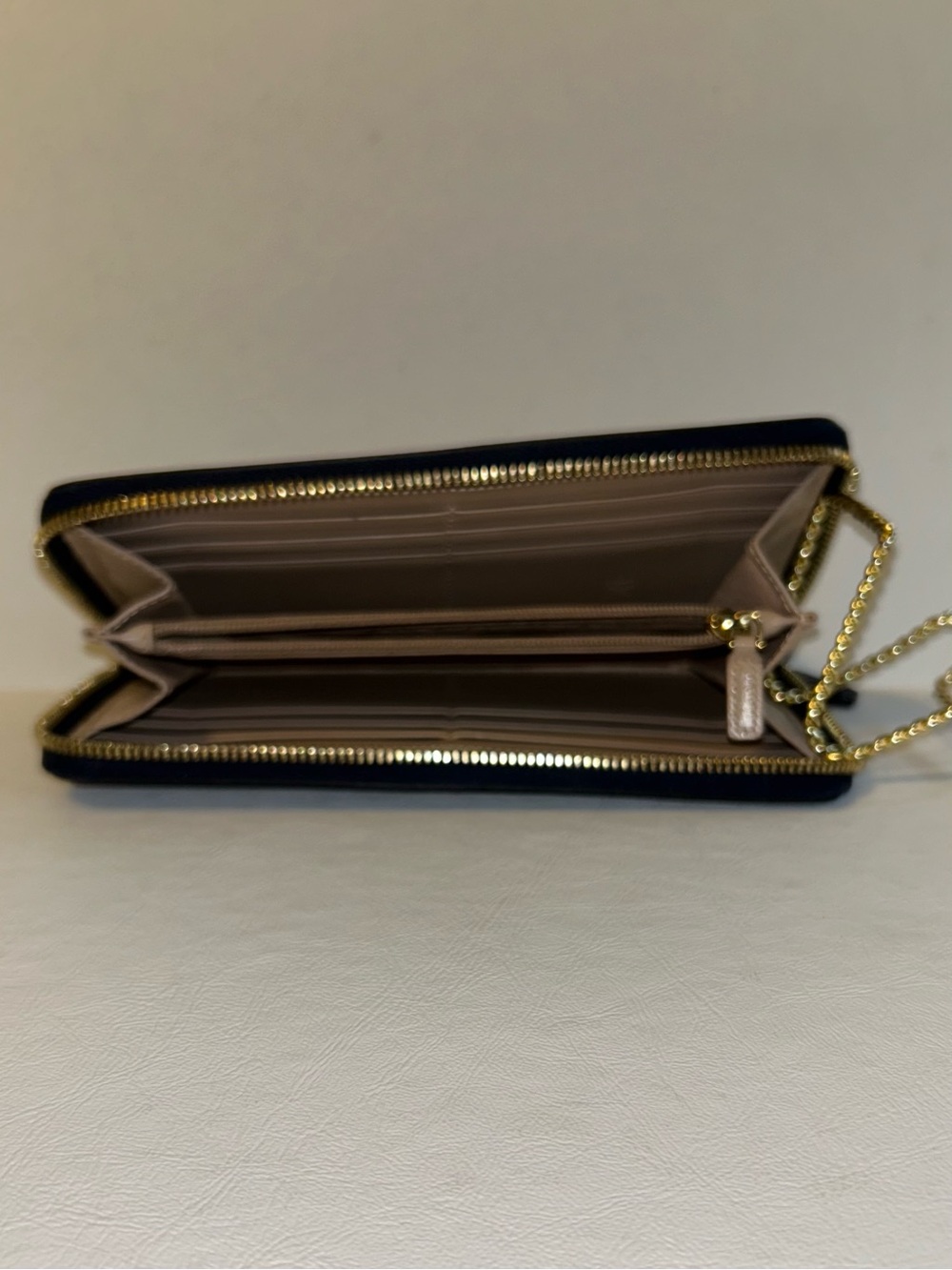 MCM Blue Saffiano Zip-Around Wallet with Gold Logo - Picture 6 of 6